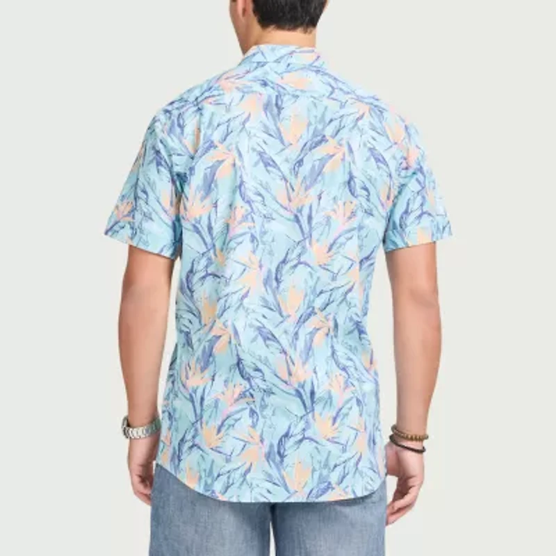 IZOD Dockside Chambray Mens Short Sleeve Regular Fit Button-Down Shirt