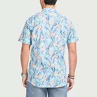 IZOD Dockside Chambray Mens Short Sleeve Regular Fit Button-Down Shirt