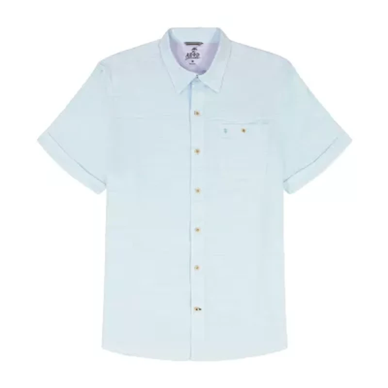 IZOD Dockside Chambray Mens Short Sleeve Classic Fit Button-Down Shirt