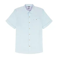 IZOD Dockside Chambray Mens Short Sleeve Classic Fit Button-Down Shirt