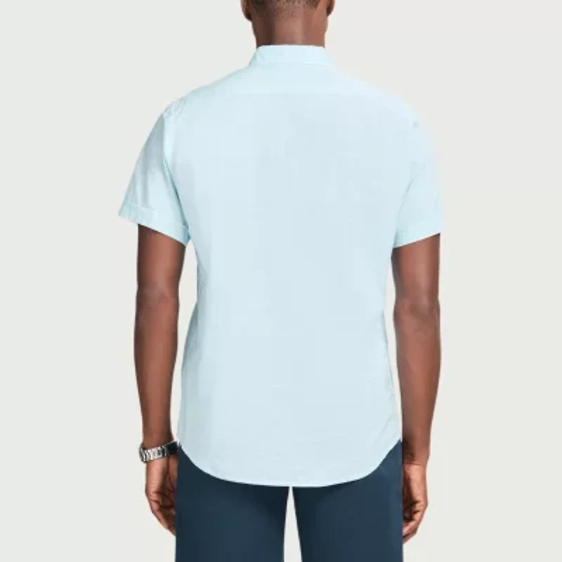 IZOD Dockside Chambray Mens Short Sleeve Classic Fit Button-Down Shirt