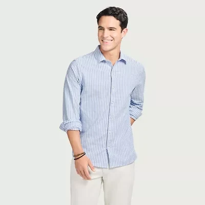 IZOD Luxury Classics Linen Mens Long Sleeve Classic Fit Button-Down Shirt