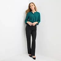 Liz Claiborne Womens Split Crew Neck 3/4 Sleeve Blouse