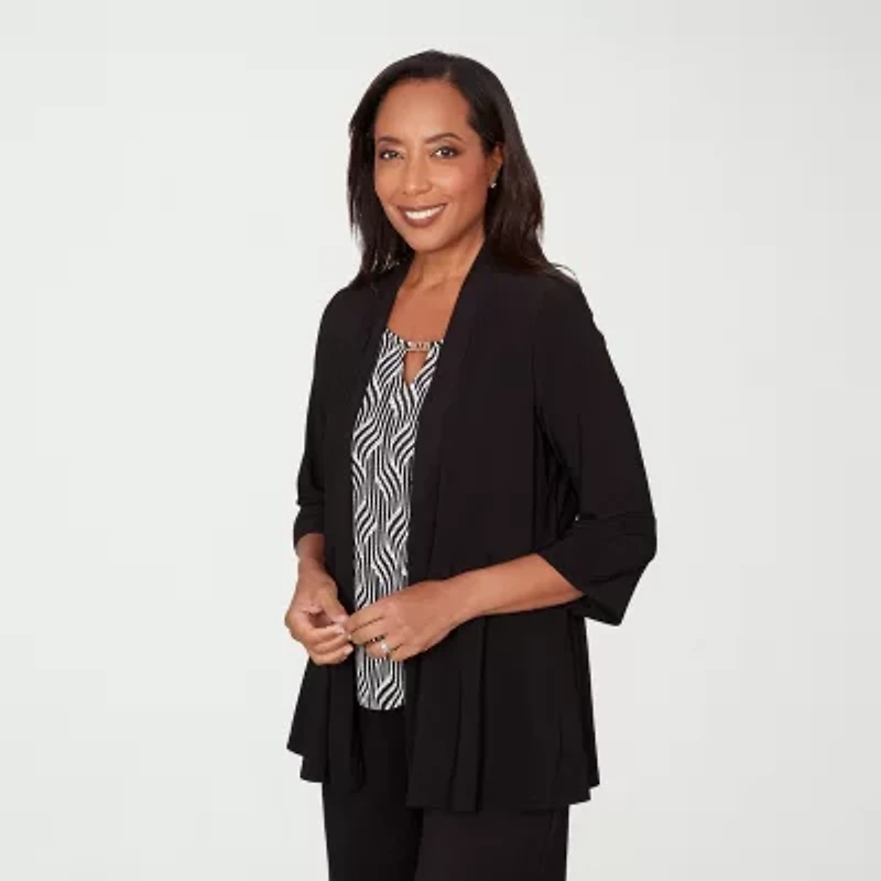 Alfred Dunner Seville Womens Crew Neck 3/4 Sleeve Layered Top