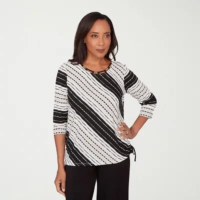 Alfred Dunner Seville Womens Crew Neck 3/4 Sleeve T-Shirt