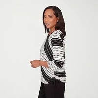 Alfred Dunner Seville Womens Crew Neck 3/4 Sleeve T-Shirt