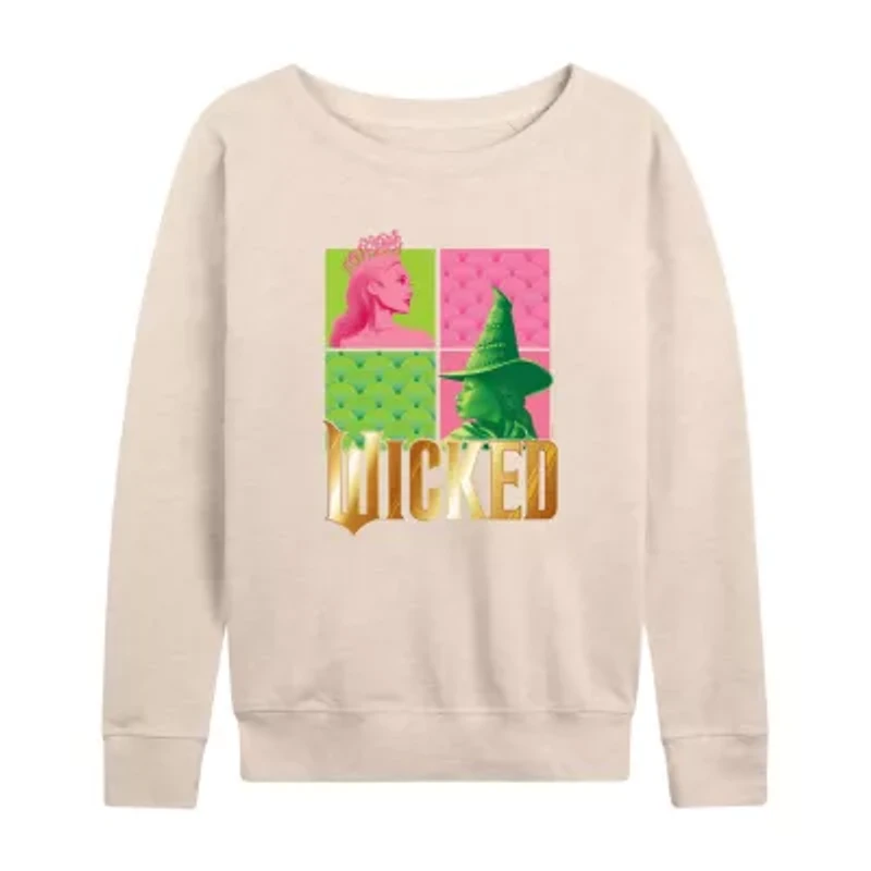 Wicked Elphaba Glinda Womens Round Neck Long Sleeve Regular Fit Graphic T-Shirt