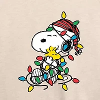 Snoopy Woodstock Christmas Womens Boat Neck Long Sleeve Regular Fit Graphic T-Shirt