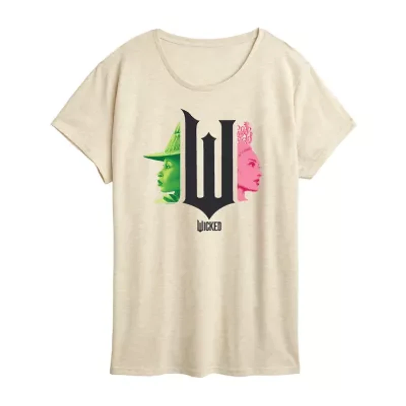 Wicked Elphaba Glinda Womens Crew Neck Short Sleeve Regular Fit Graphic T-Shirt
