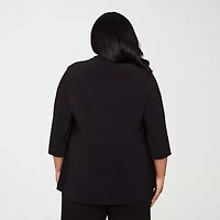 Alfred Dunner Seville Womens Plus Keyhole Neck 3/4 Sleeve Layered Top