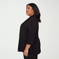 Alfred Dunner Seville Womens Plus Keyhole Neck 3/4 Sleeve Layered Top