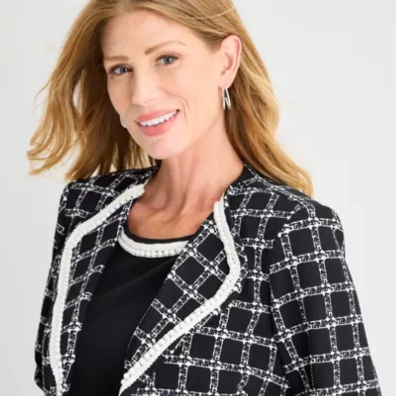 Maya Brooke Womens Grid Jacket Dress