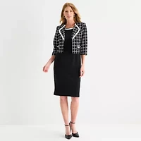 Maya Brooke Womens Grid Jacket Dress