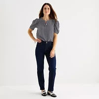 Liz Claiborne Womens Round Neck Short Sleeve Blouse