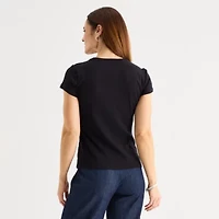 Liz Claiborne Womens Crew Neck Short Sleeve T-Shirt