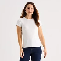 Liz Claiborne Womens Crew Neck Short Sleeve T-Shirt