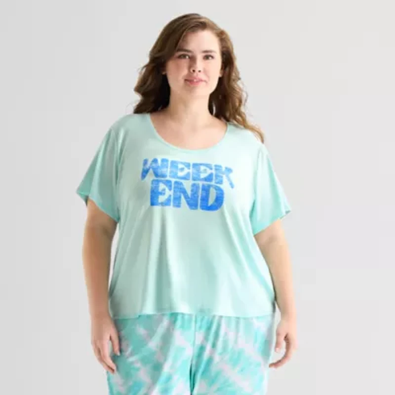 Sleep Chic Womens Crew Neck Plus Pajama Top