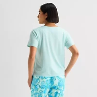 Sleep Chic Womens Crew Neck Short Sleeve Pajama Top