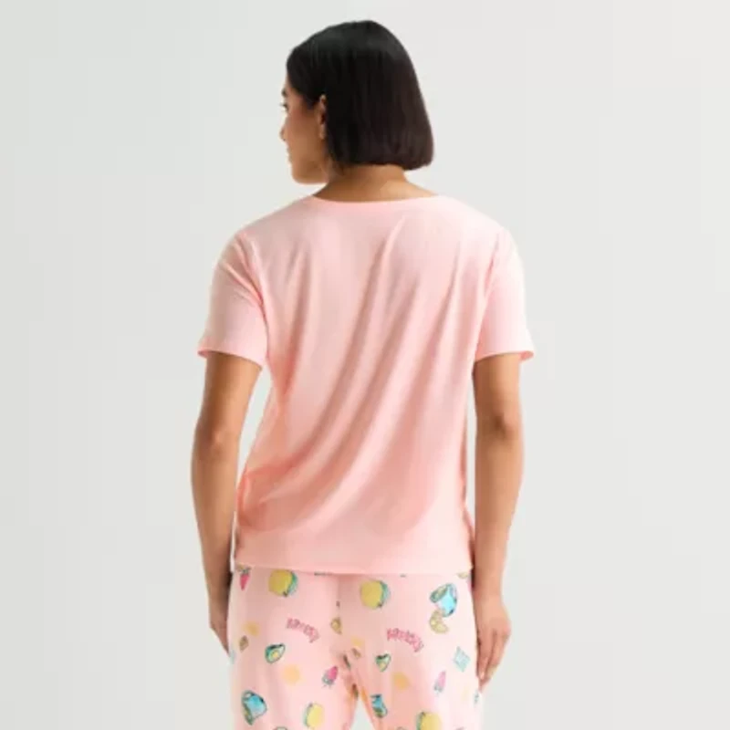 Sleep Chic Womens Crew Neck Short Sleeve Pajama Top