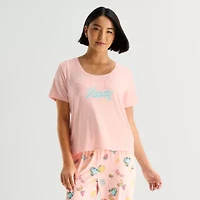 Sleep Chic Womens Crew Neck Short Sleeve Pajama Top