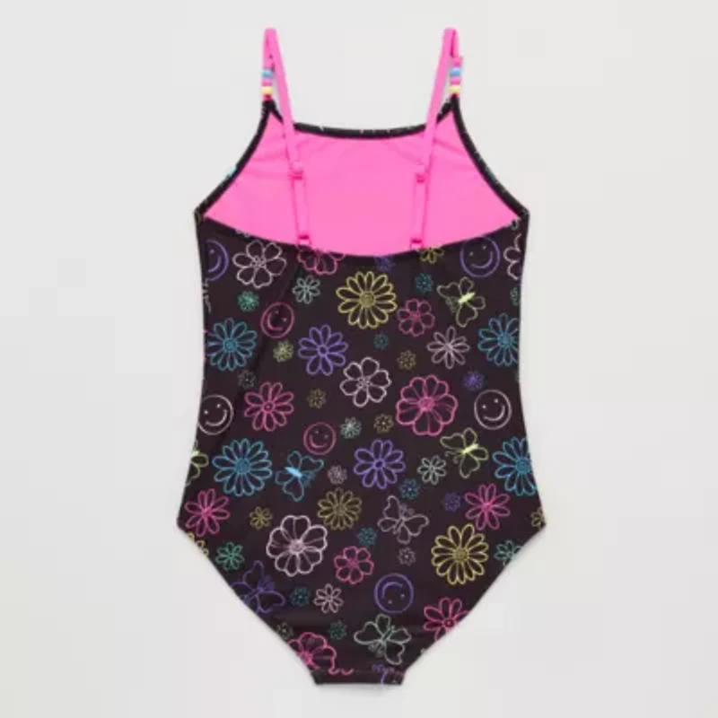 Thereabouts Little & Big Kid Girls Striped One Piece Swimsuit