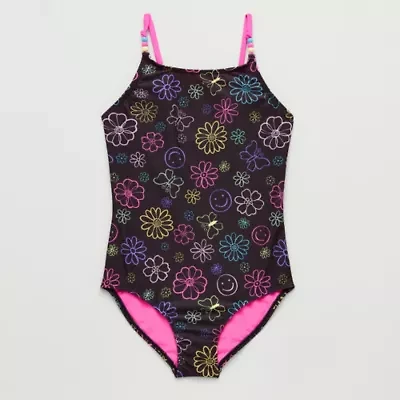 Thereabouts Little & Big Kid Girls Striped One Piece Swimsuit