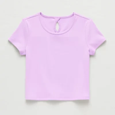 Xersion Rib Little & Big Kid Girls Scoop Neck Short Sleeve Active T-Shirt