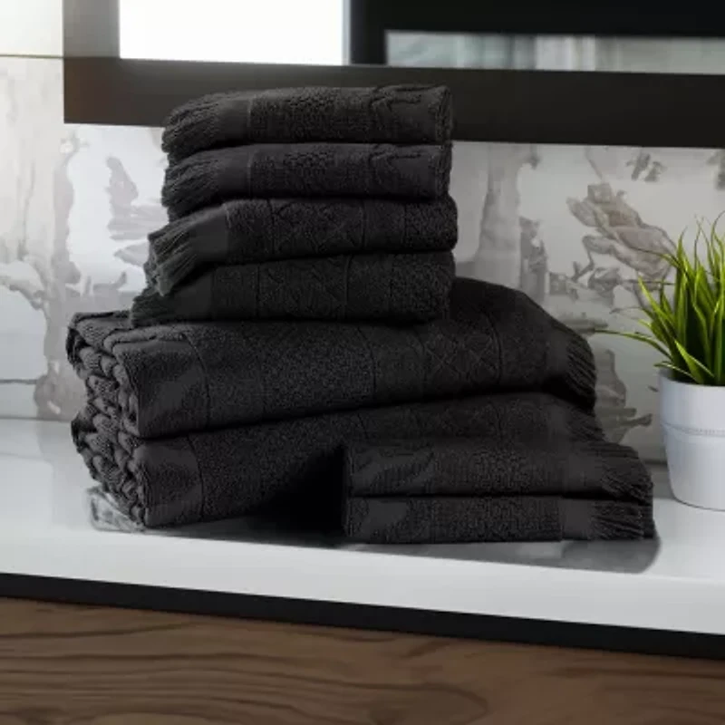 SUPERIOR® Rolla Collection | 100% Cotton 8-pc. Quick Dry Geometric Bath Towel Set
