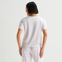 Sleep Chic Womens Crew Neck Short Sleeve Pajama Top