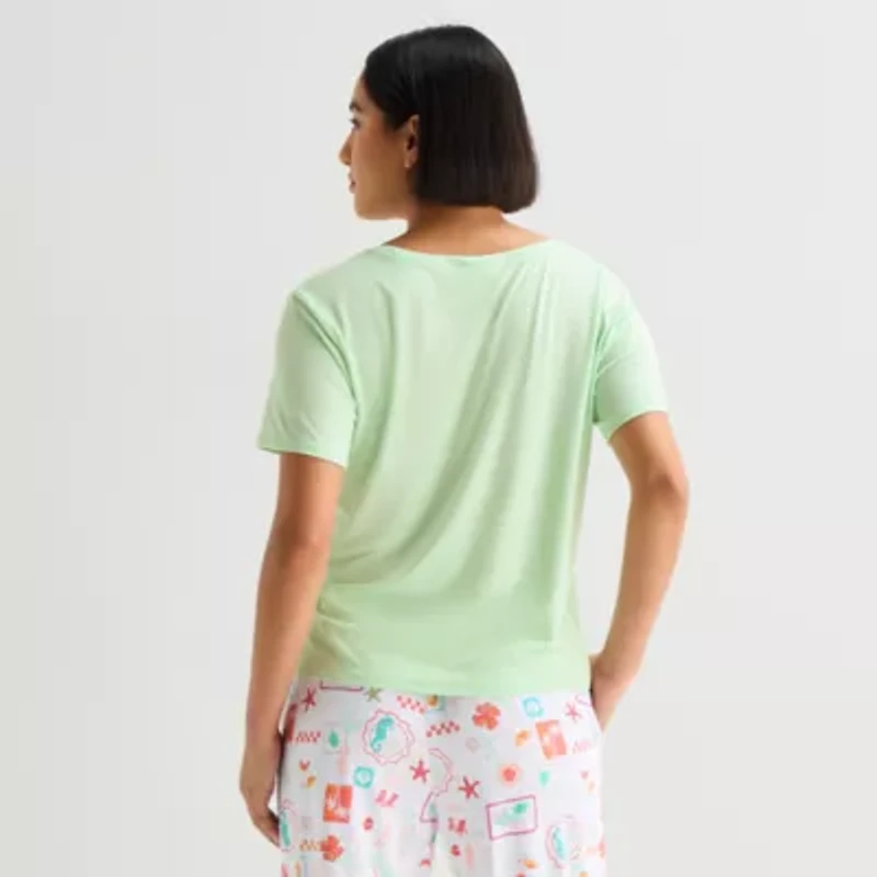 Sleep Chic Womens Crew Neck Short Sleeve Pajama Top