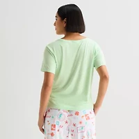 Sleep Chic Womens Crew Neck Short Sleeve Pajama Top