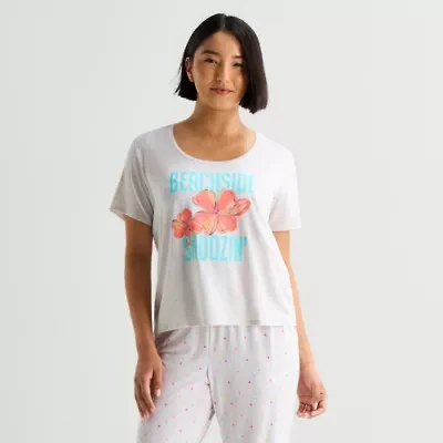 Sleep Chic Womens Crew Neck Short Sleeve Pajama Top