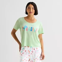 Sleep Chic Womens Crew Neck Short Sleeve Pajama Top