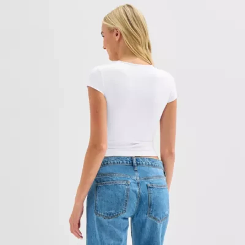 Arizona Womens Juniors Crew Neck Short Sleeve T-Shirt