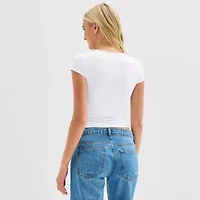 Arizona Womens Juniors Crew Neck Short Sleeve T-Shirt