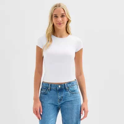 Arizona Womens Juniors Crew Neck Short Sleeve T-Shirt