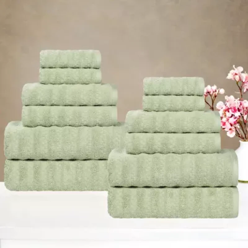 SUPERIOR® Zuma Collection | 100% Cotton 12-pc. Quick Dry Solid Bath Towel Set