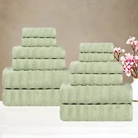 SUPERIOR® Zuma Collection | 100% Cotton 12-pc. Quick Dry Solid Bath Towel Set