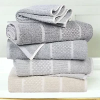 SUPERIOR® Naples Collection | 80% Cotton 20% Viscose 6-pc. Quick Dry Geometric Bath Towel Set