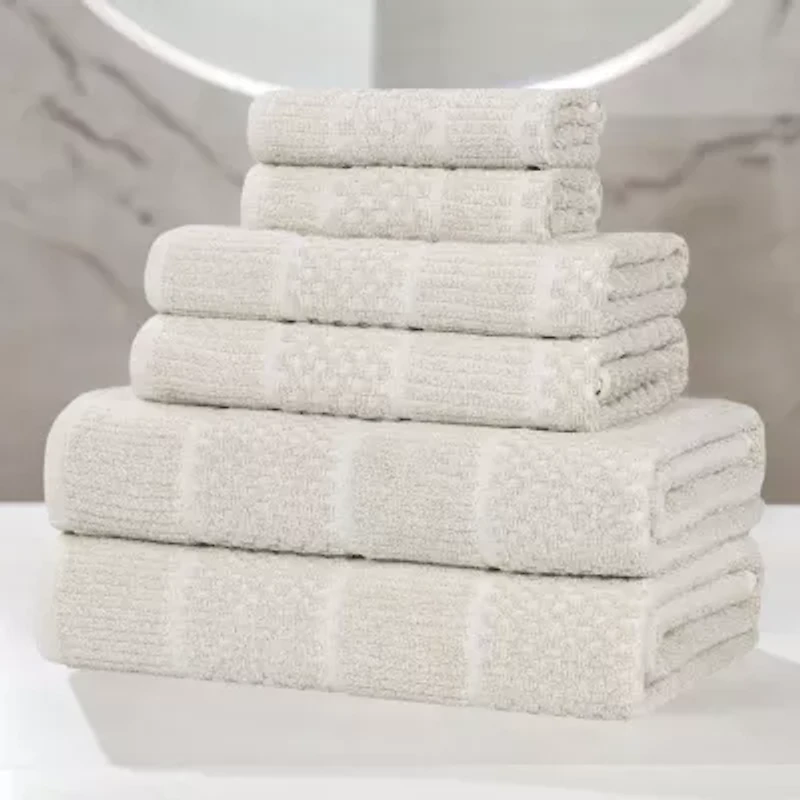 SUPERIOR® Naples Collection | 80% Cotton 20% Viscose 6-pc. Quick Dry Geometric Bath Towel Set