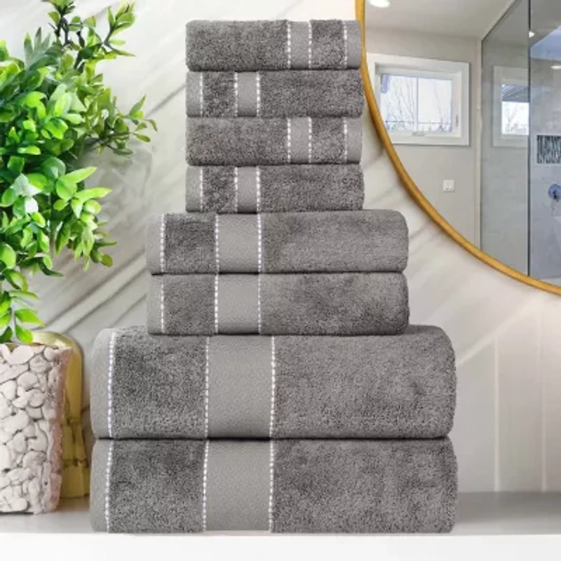 SUPERIOR® Niles Collection | Egyptian Giza Cotton 8-pc. Quick Dry Geometric Bath Towel Set