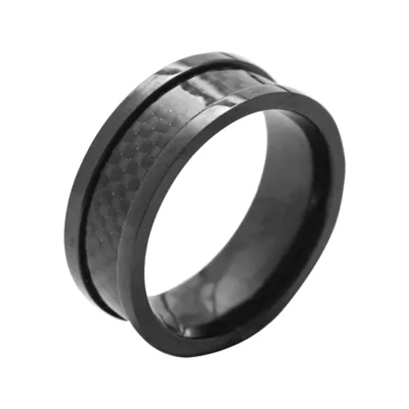 Mens 8mm Black Ceramic Wedding Band
