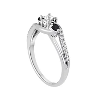Promise My Love 1/8 CT. T.W. Natural Diamond and Genuine Blue Sapphire Bypass Ring