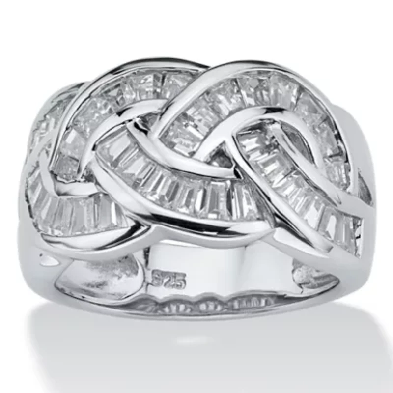 DiamonArt® Womens 1 3/4 CT. T.W. White Cubic Zirconia Platinum Over Silver Cocktail Ring