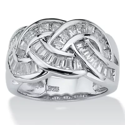DiamonArt® Womens 1 3/4 CT. T.W. White Cubic Zirconia Platinum Over Silver Cocktail Ring