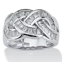 DiamonArt® Womens 1 3/4 CT. T.W. White Cubic Zirconia Platinum Over Silver Cocktail Ring