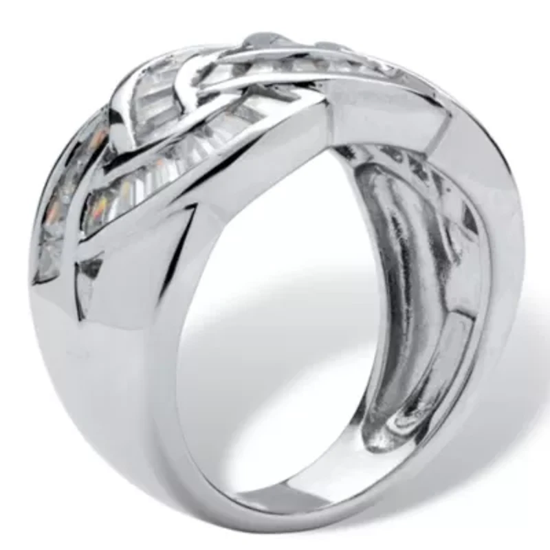 DiamonArt® Womens 1 3/4 CT. T.W. White Cubic Zirconia Platinum Over Silver Cocktail Ring
