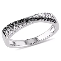 Midnight Black Womens 2.5MM 1/4 CT. T.W. Natural Diamond Sterling Silver Band