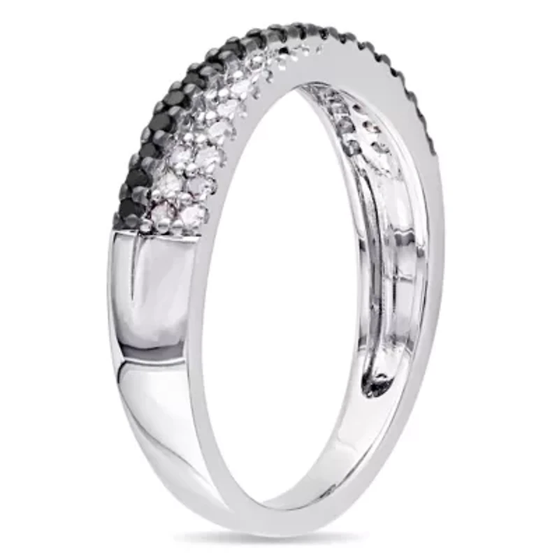 Midnight Black Womens 2.5MM 1/4 CT. T.W. Natural Diamond Sterling Silver Band