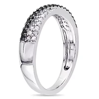 Midnight Black Womens 2.5MM 1/4 CT. T.W. Natural Diamond Sterling Silver Band
